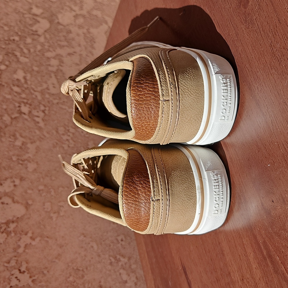 Dockers Tan Faux Leather Lace-up Sneakers Tennis Shoes 8.5 - Picture 5 of 10
